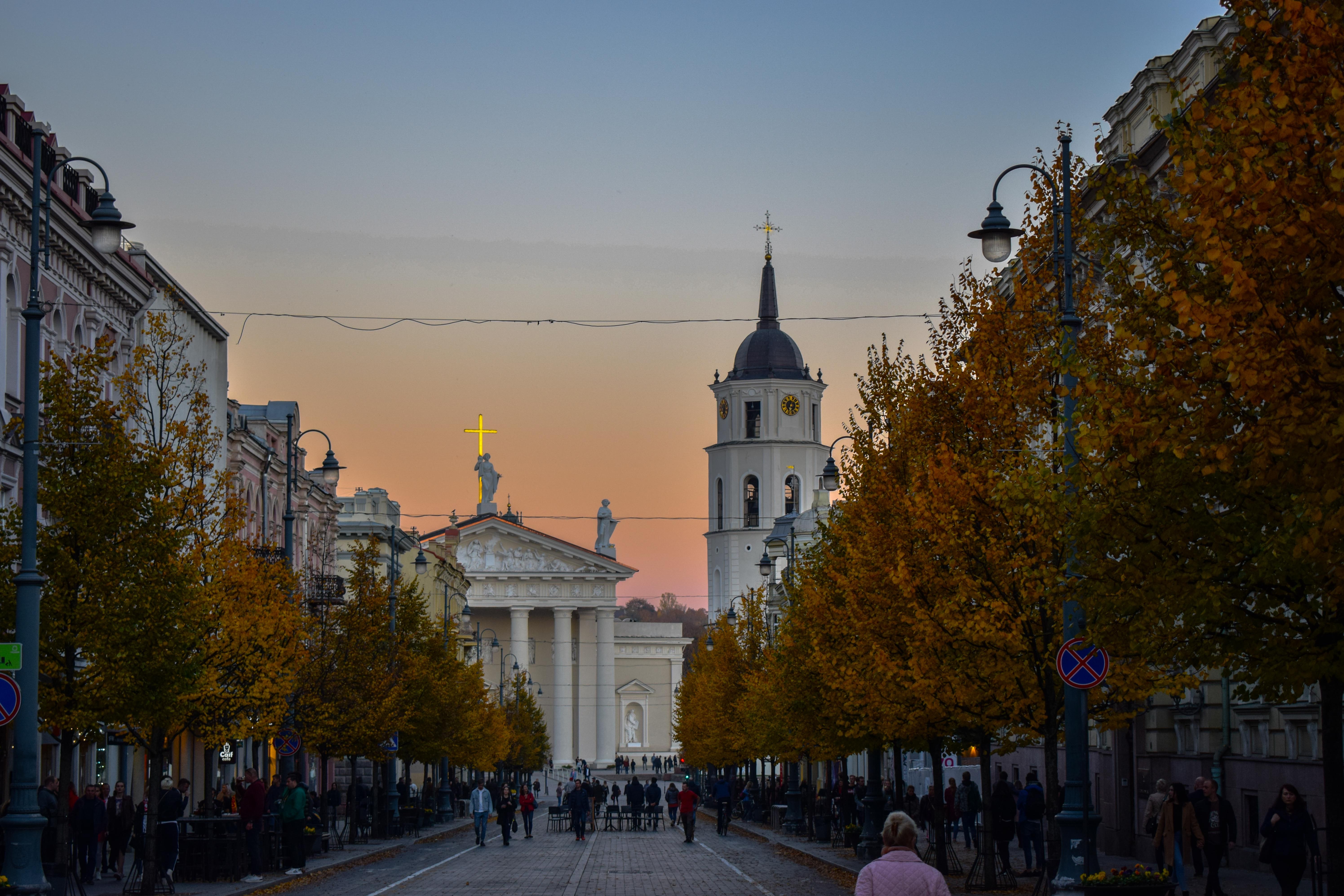 City view of Vilnius, Lithuania's capital during sunset time. 